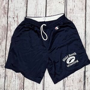 Vintage 80s Middletown South Wrestling New Jersey Champion 1980s Blue Shorts